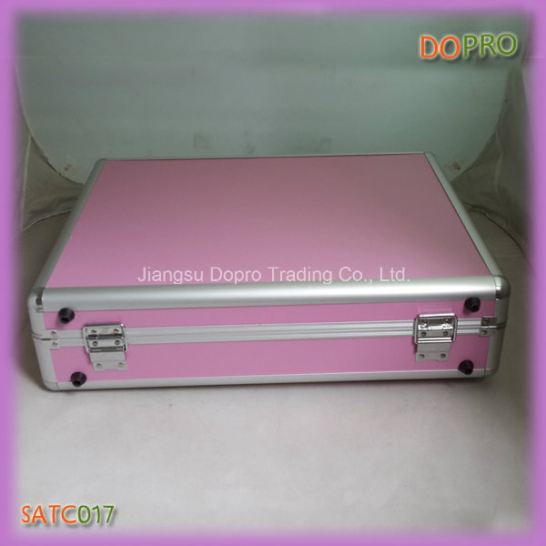 Pink ABS Surface Handle Style Locking Aluminum Carry Case (SATC017)