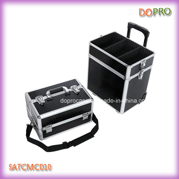 4 in 1 Crocodile PVC Professional Makeup Trolley Case for Beauty Salons (SATCMC010)