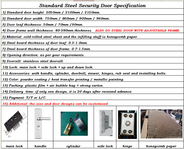 New Design of Steel Security Metal Door