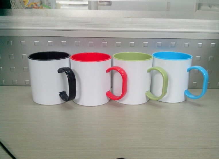 11oz Sublimation Coated Plastic Mug, Sublimation Coated Plastic Color Mug