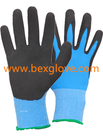 13 Gauge Nylon Liner, Latex Coating, Sandy Finish Glove