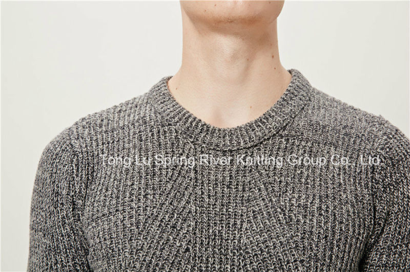 Half  Fishmen  Rib  Round Neck Knit Men Sweater