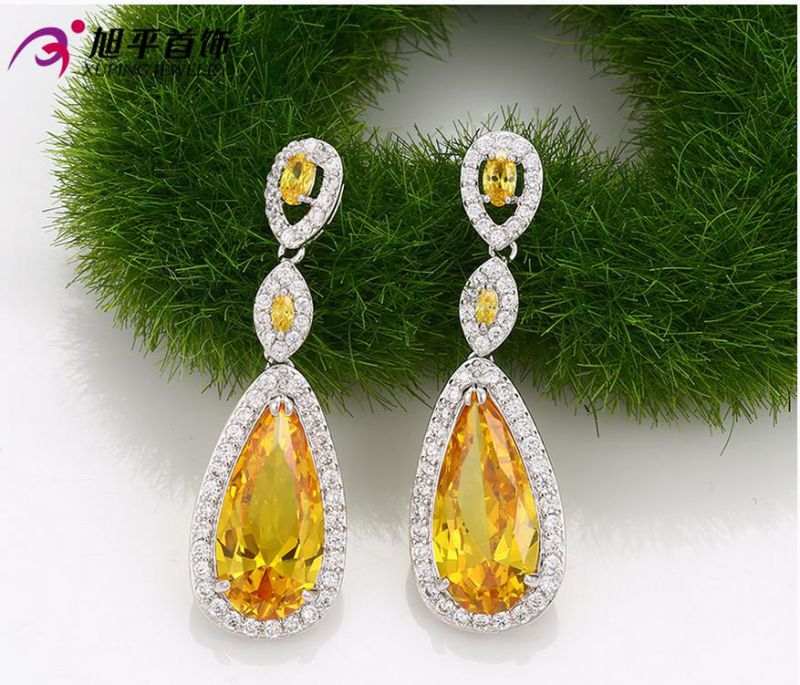 29910 Fashion Elegant Heart CZ Diamond Rhodium -Plated Imitation Jewelry Earring Drop