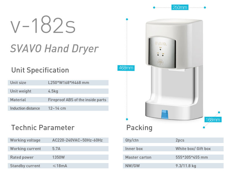 High Speed Hand Dryer with Sink Base (V-182S)