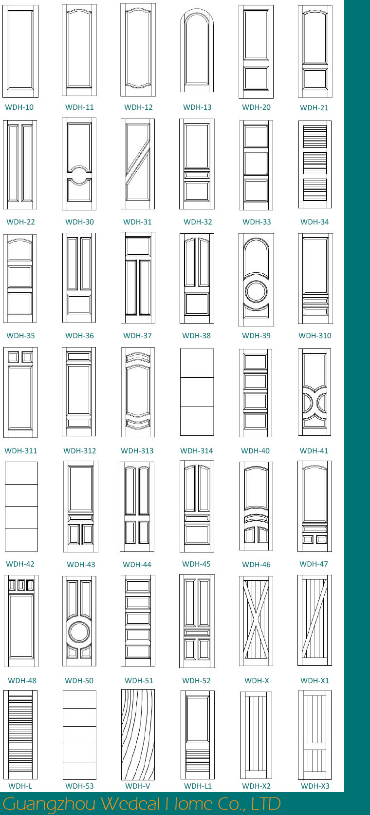 Two Panel White Primed MDF/HDF Door for Hotel Project