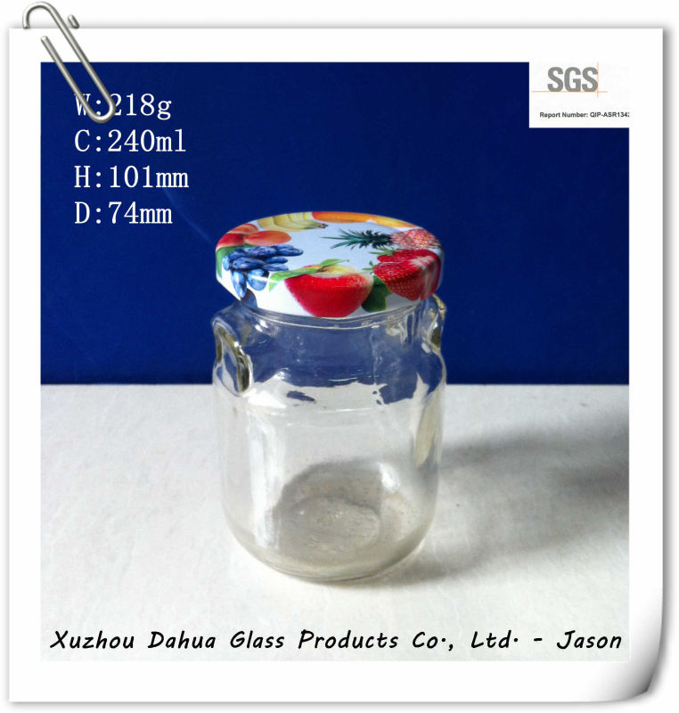 300ml Round Shape Glass Sauce Jar with Tin Lid