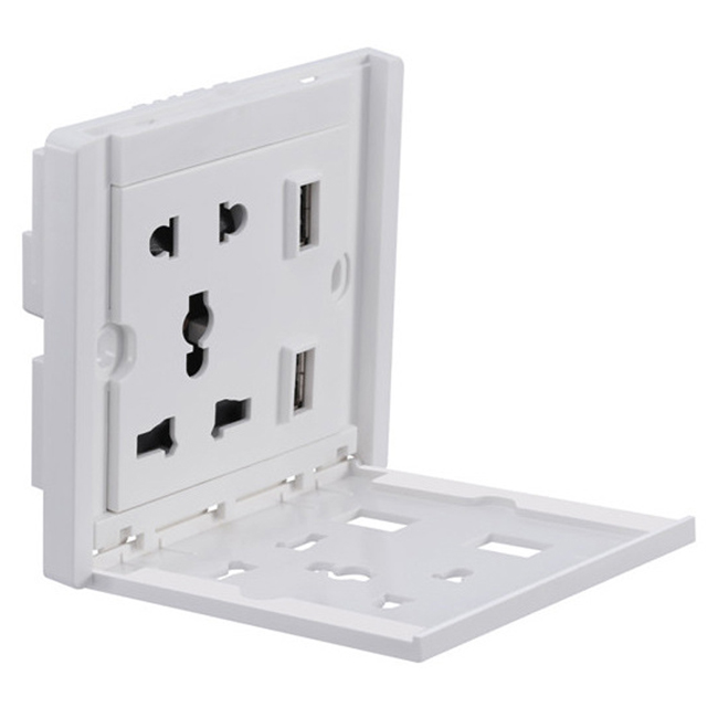 Wall Power Outlet Socket Supply with 2 Ports USB Charger Mobile Phone Charging Stand