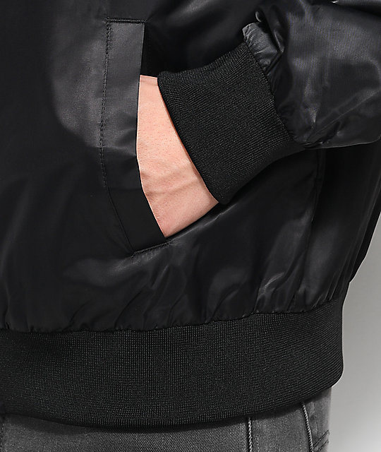 Savage Black Satin Savage Bomber Jacket