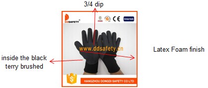 Black High Elastic Polyester Black Latex Foam Double Gloves Dnl929