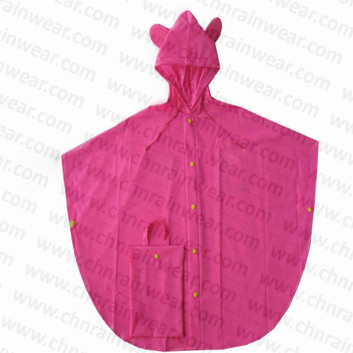 Cheap Pink Color Cute Design PVC Rain Cape for Girls