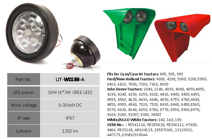 12V 1260lm 18W CREE LED Farm Machine Working Lamp