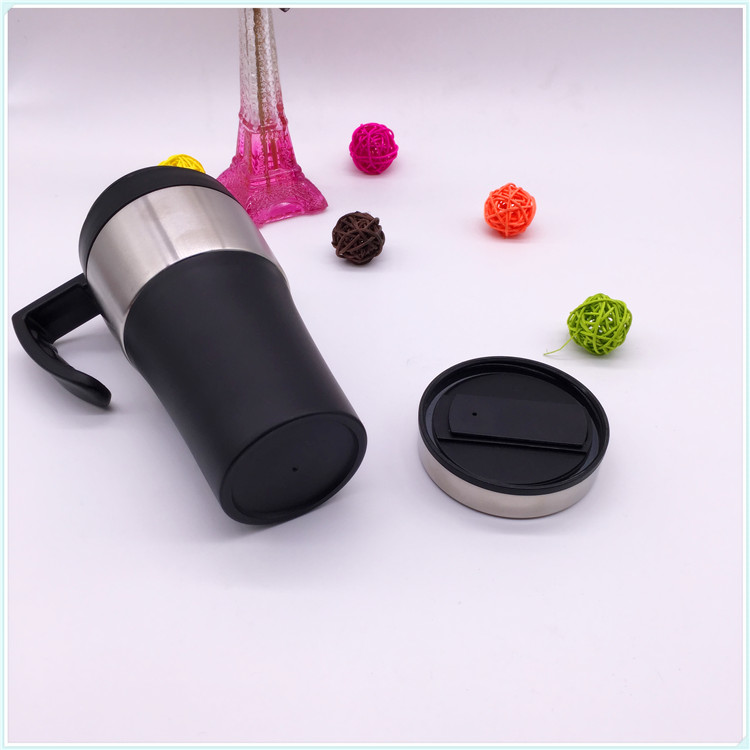 Leakproof Button Lid Double Wall Insulated Mug with Plastic Handle (SH-SC39)