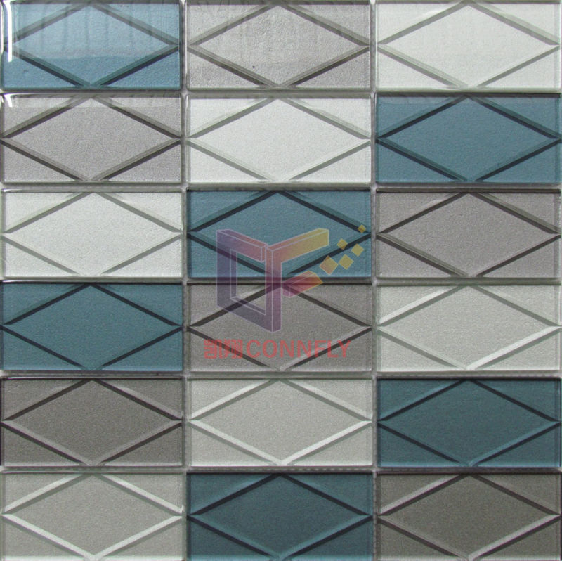 Grey and Silver Color 3D Crystal Glass Mosaic Tile (CFC684)