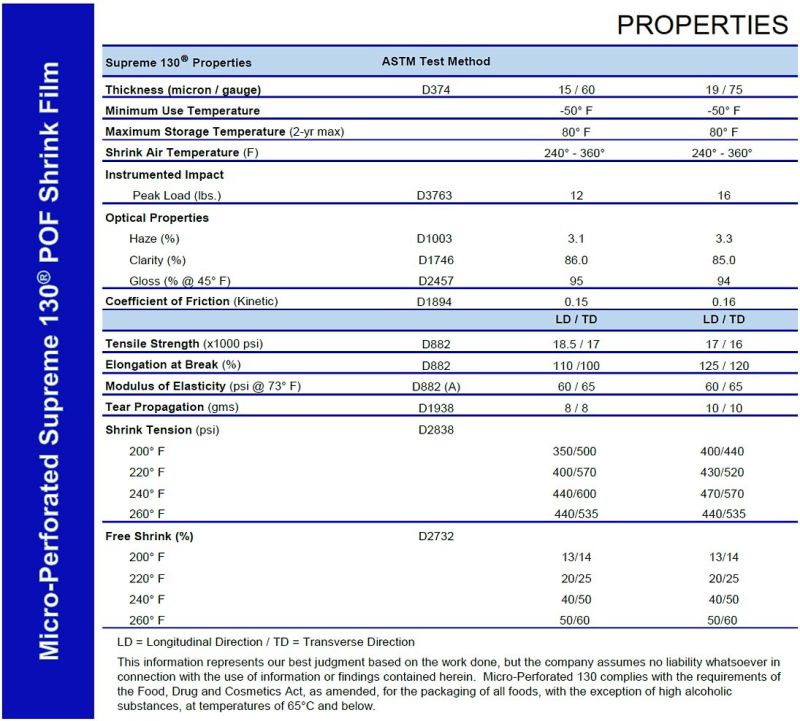 POF Shrink Film Micro-Perforated Supreme 130