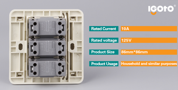 Ivory Color 3 Gang Switch Screw Type