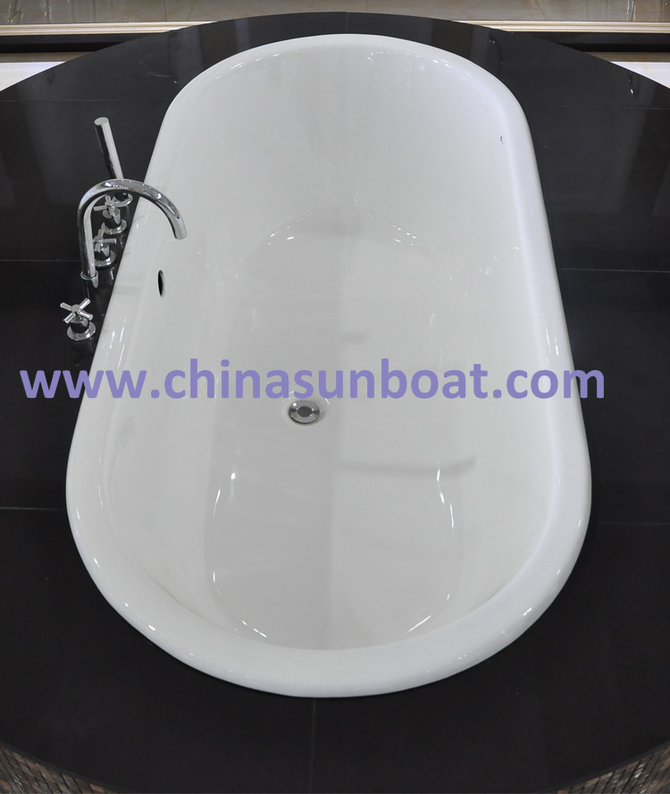 Sunboat Flushbonading Oval 1.8 M Ordinary Household Tub Deepened Round Enamel Cast Iron Bathtub