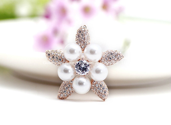 Cheap Pearl and Enamel Flower Brooch Ab-12