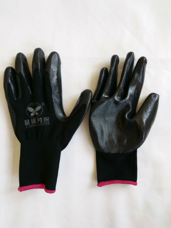 13G Polyester Shell Nitrile Coated Safety Work Gloves (N6002)