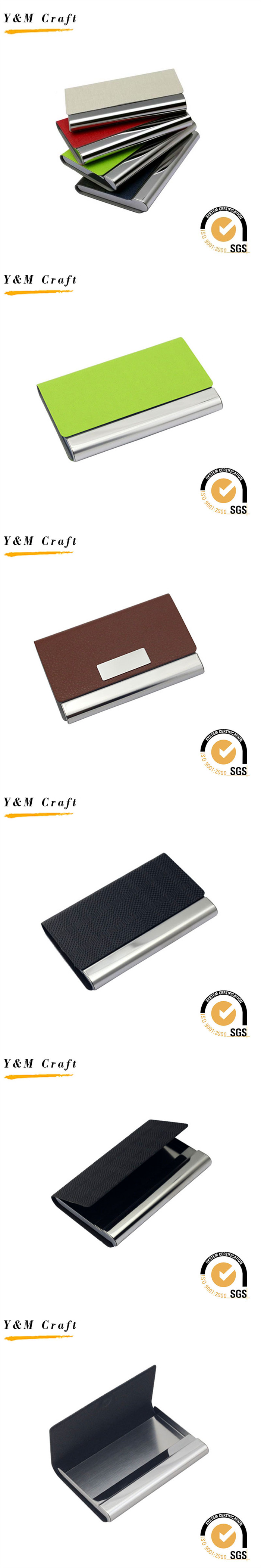 Promotion Gift Customized Stainless Steel Genuine Leather Business Card Holder (M05054)