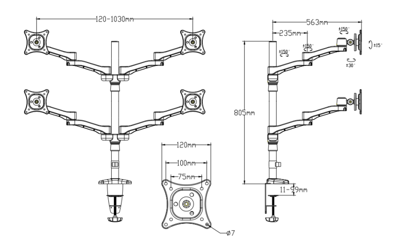 PC Screen Desk Monitor Mount (YB1004)