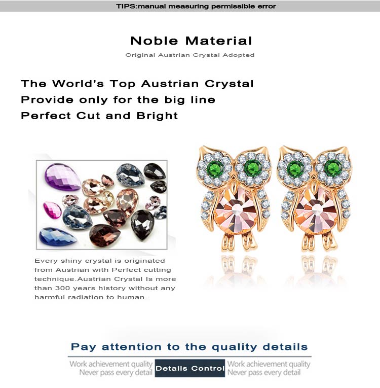 Cute Owl Austrian Crystal Earrings (ER0006-C)