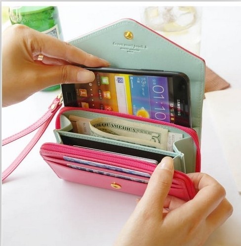 High Quality Candy Color PU Smart Phone Wallet