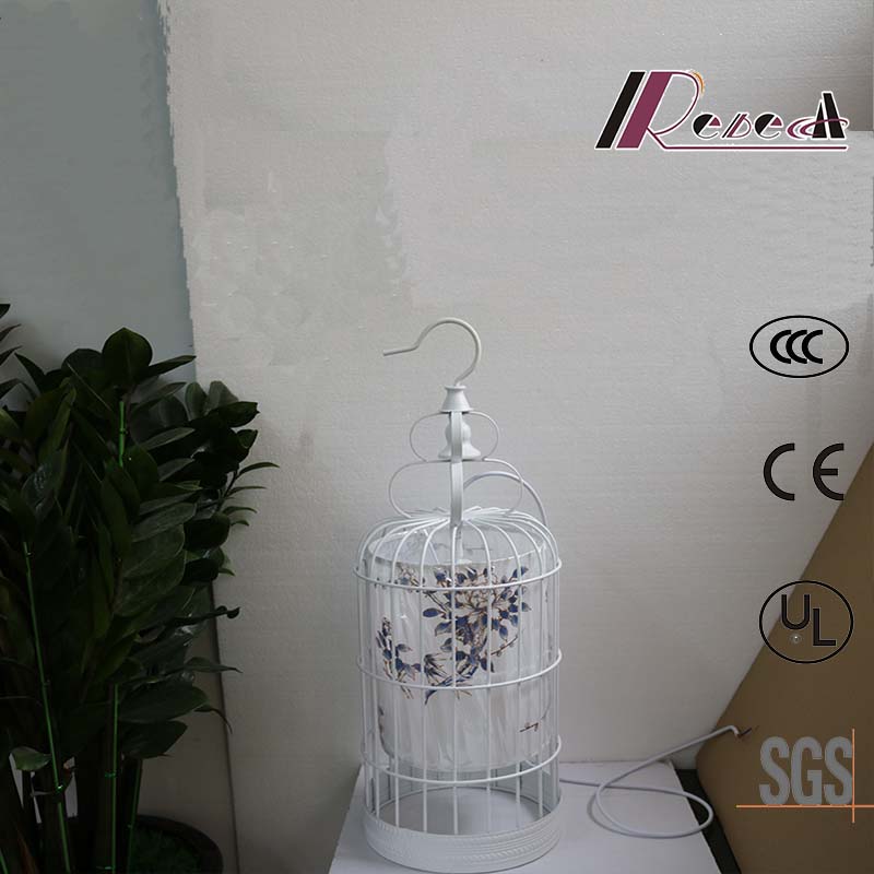 Antique Hotel Decorative White Metal Cage Pendant Lamp