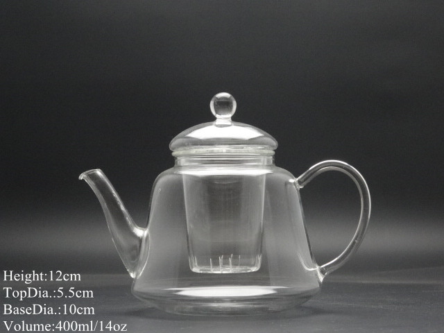 400ml Hand Made Green&Flower Teapot with Glass Lid and Infuser