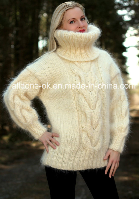 New Design Hand Knit Cowl Neck Sweater Pullover Sweater Cardigan