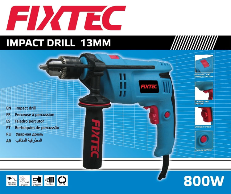 Fixtec 800W Forward and Reverse Electric Impact Drill