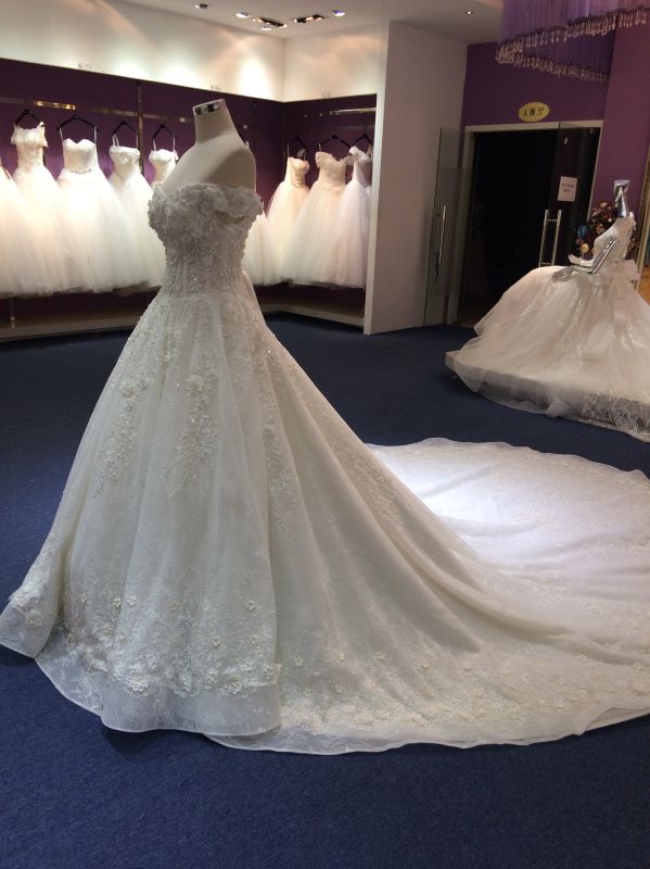 Princess off The Shoulder Complex Hand Beading Wedding Dress