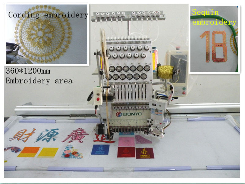 Big Area Single Head Sequin and Cording Embroidery Machine