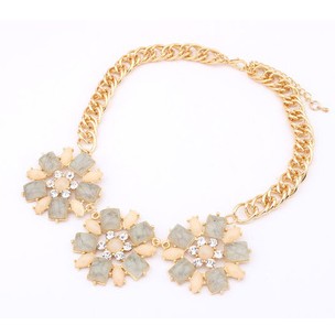 Big Color Stone & Chain with Gold Plated Fashion Necklace (XJW12028)