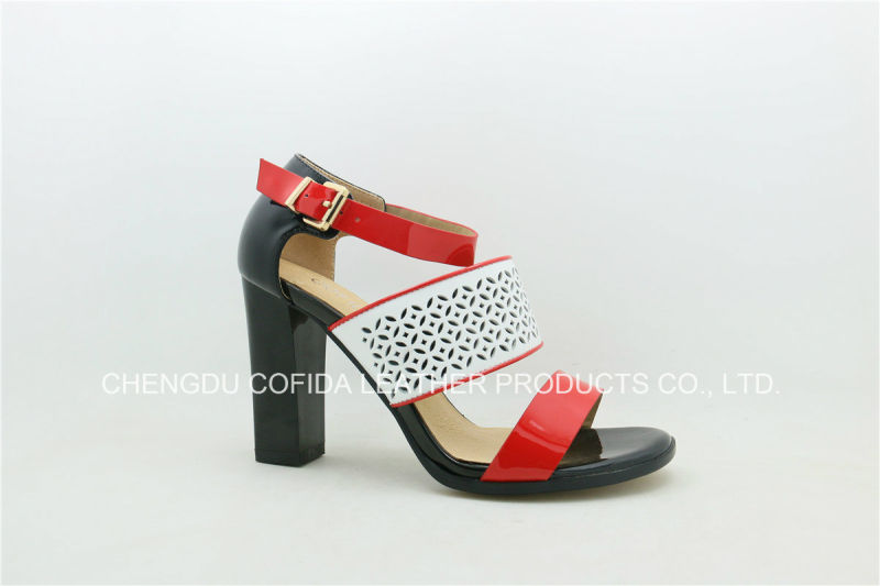 Popular Trendy Square High Heels Lady Leather Sandals