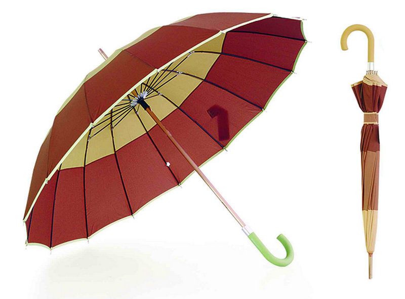 16 Ribs High Quality Strip Border Aluminium Shaft Umbrella (YS-SM26163453R)