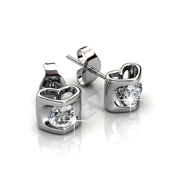 Destiny Jewellery Crystal From Swarovski 925 Sliver Eternal Love Stud Earrings