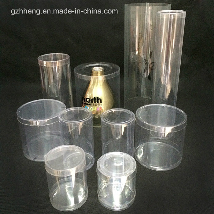 Clear Column/Cylinder Plastic Box for display (printed box)