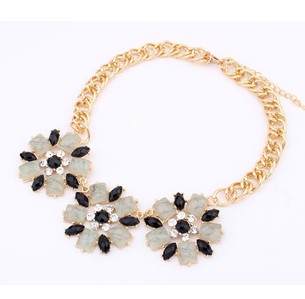 Big Color Stone & Chain with Gold Plated Fashion Necklace (XJW12028)