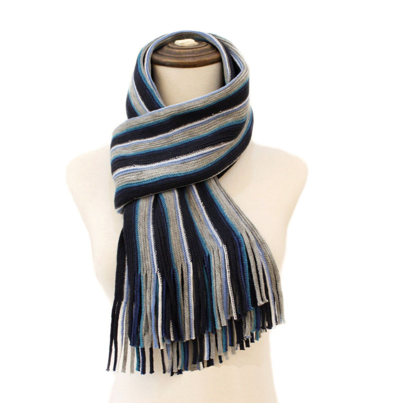 Mens Womens Unisex Knitted Stripe Autumn Winter Warm Scarf (SK806)