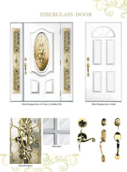 White Wooden Design Fiberglass Door