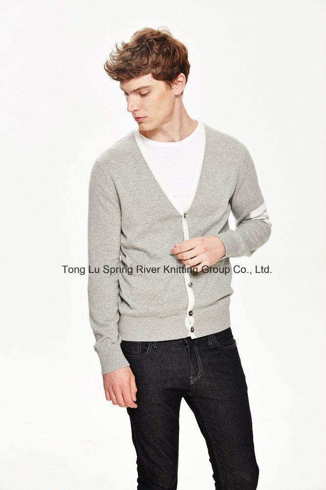 2016 V Neck 100%Cotton Men Cardigan