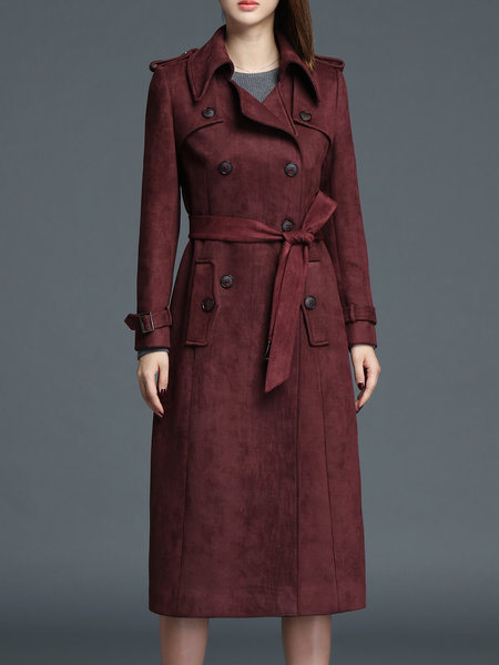 Lapel Ladies Jacket Coat with Girdling Trench Coat Jacket