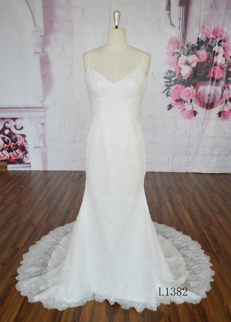 Sexy V Neck Lace Applique Made in China Angel Bridal Factory Brial Gown