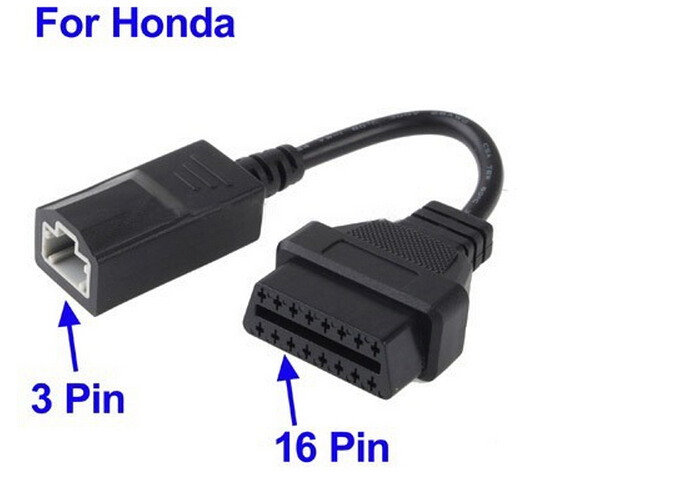 Auto Diagnostic Tools Adapter Cable for Honda 3pin to Obdii