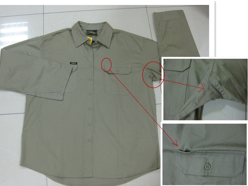 100% Cotton Men Long Sleeve High Visibility Safety Work Shirt