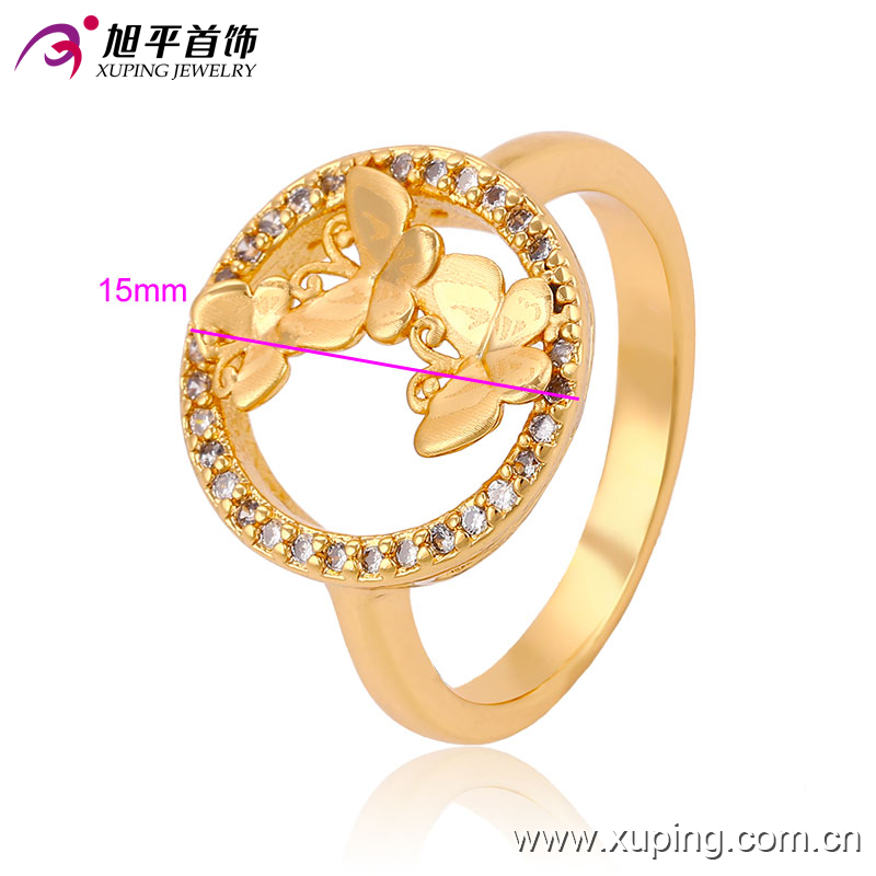 2016 Fashion Gold Stone Ring Tat Ring Light Bride Synthetic CZ Jewelry Ring with Double Butterfies 13521