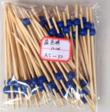 Bamboo Fruit Pick Skewer Stick with Blue Bead