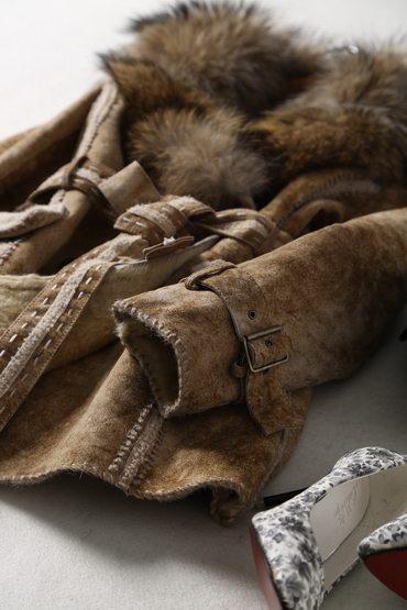 Genuine Lamb Leather and Fur Garments with Raccoon Fur