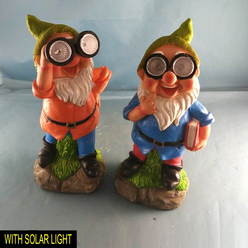 Solar Lighted Eye Polyresin Dwarf for Garden Decoration