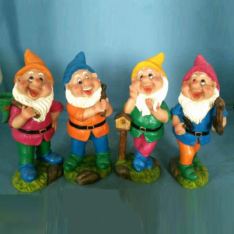 Polyresin Garden Gnome Decoration Bright Colored Dwarf 4/S